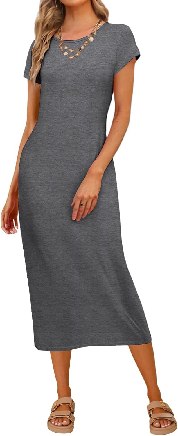 Stylish MEROKEETY Women's Summer Short Sleeve Tshirt Dress