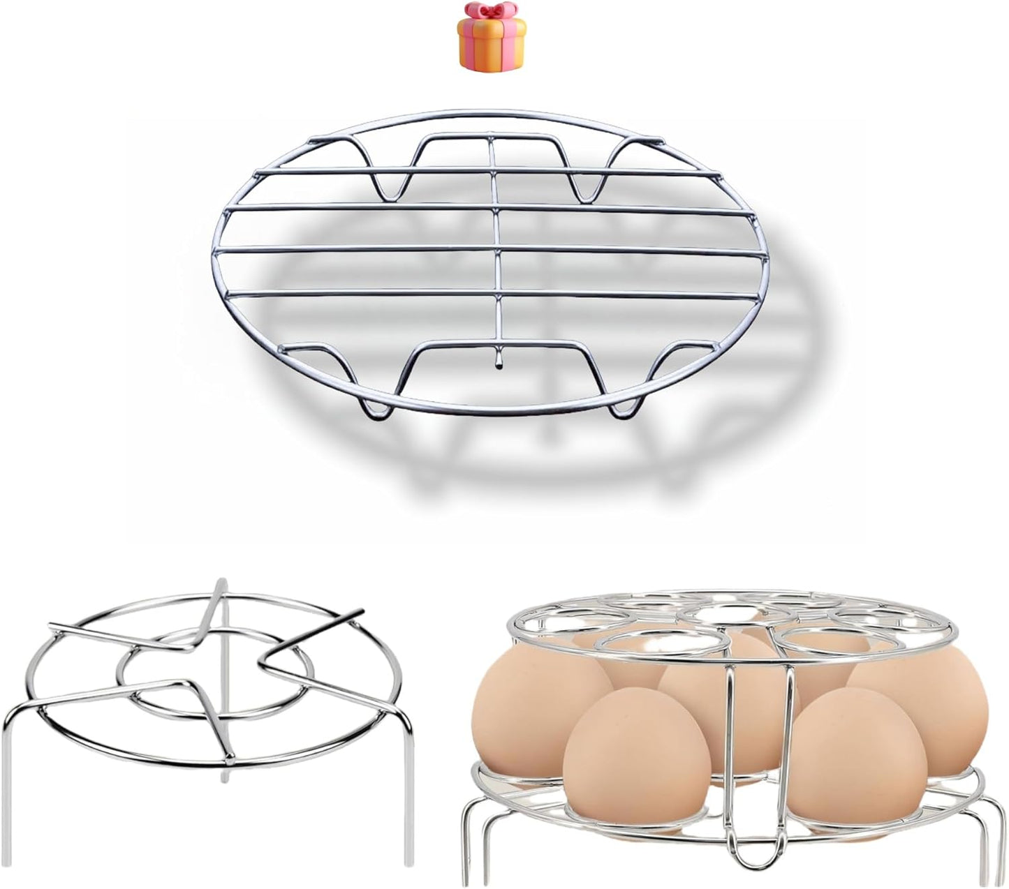 304 Stainless Steel Steam Rack Set - Versatile Trivet Trio