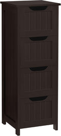 Bathroom Floor Cabinet Slim 4-Drawer Storage Organizer - Tall Espresso