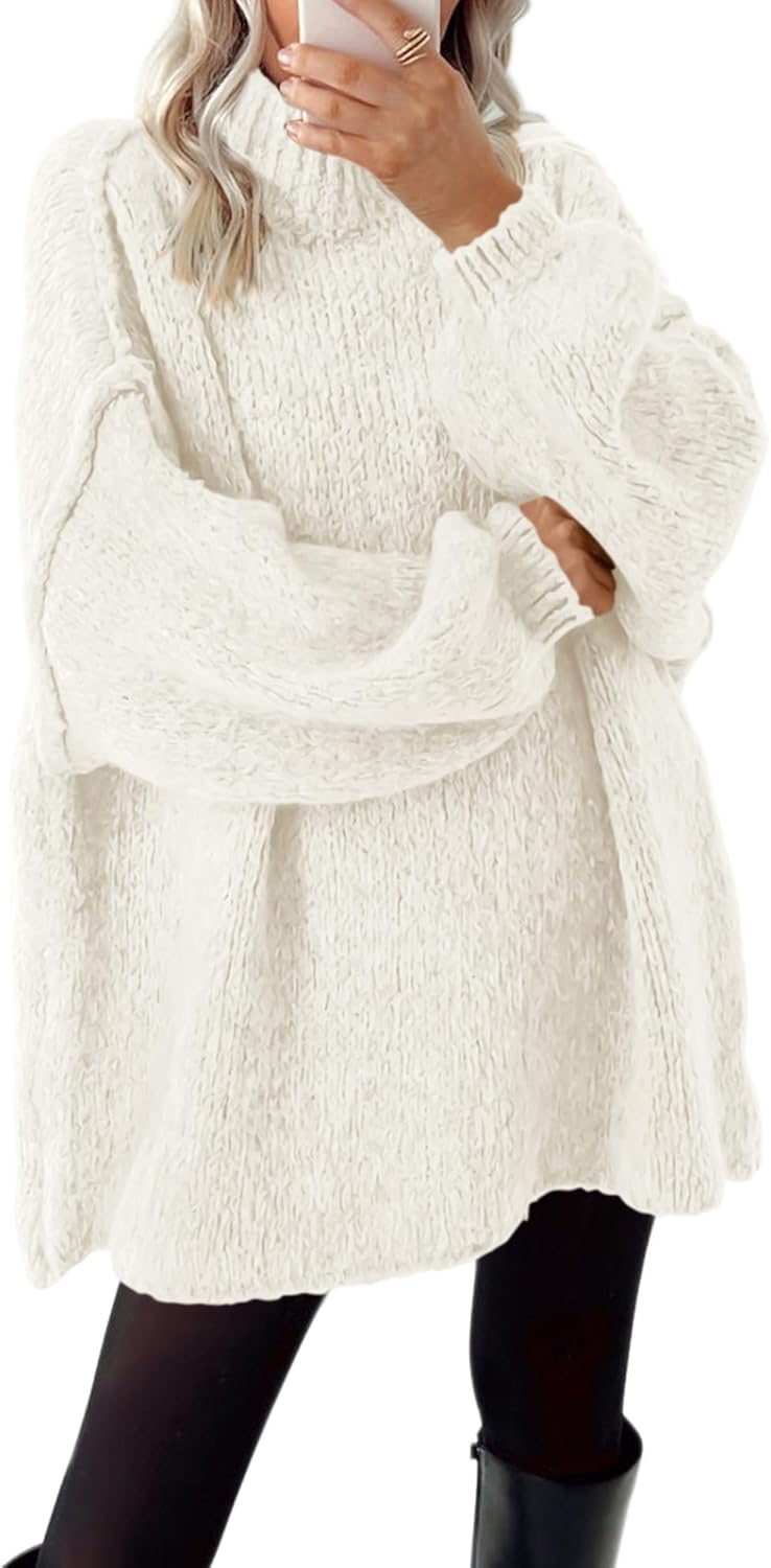 Oversized Mock Neck Cable Knit Sweater for Women Fall 2025