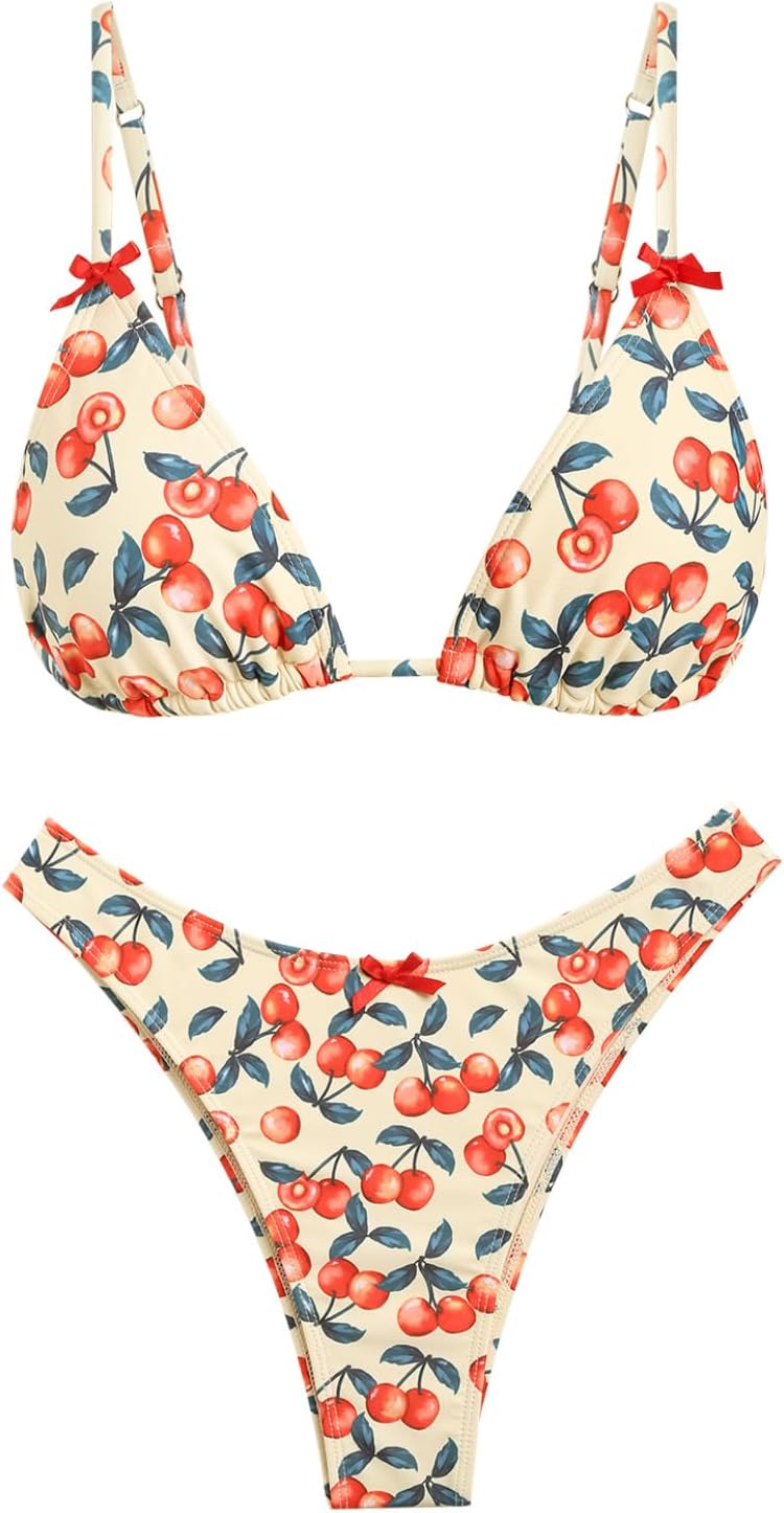 Seamoly Women's Bikini Sets with Tie Back Bowknot Design