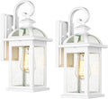 Outdoor Wall Sconce with Seeded Glass - Durable Porch Lights (2 Pack)