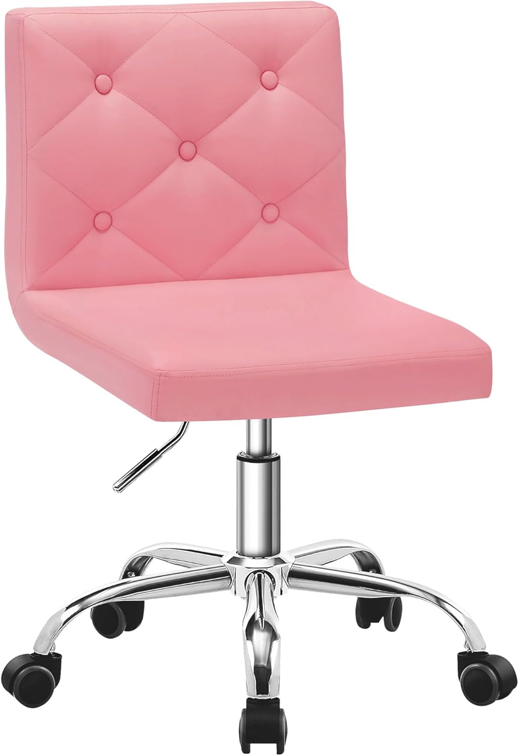 VECELO PU Leather Mid-Back Armless Vanity Chair for Home Office