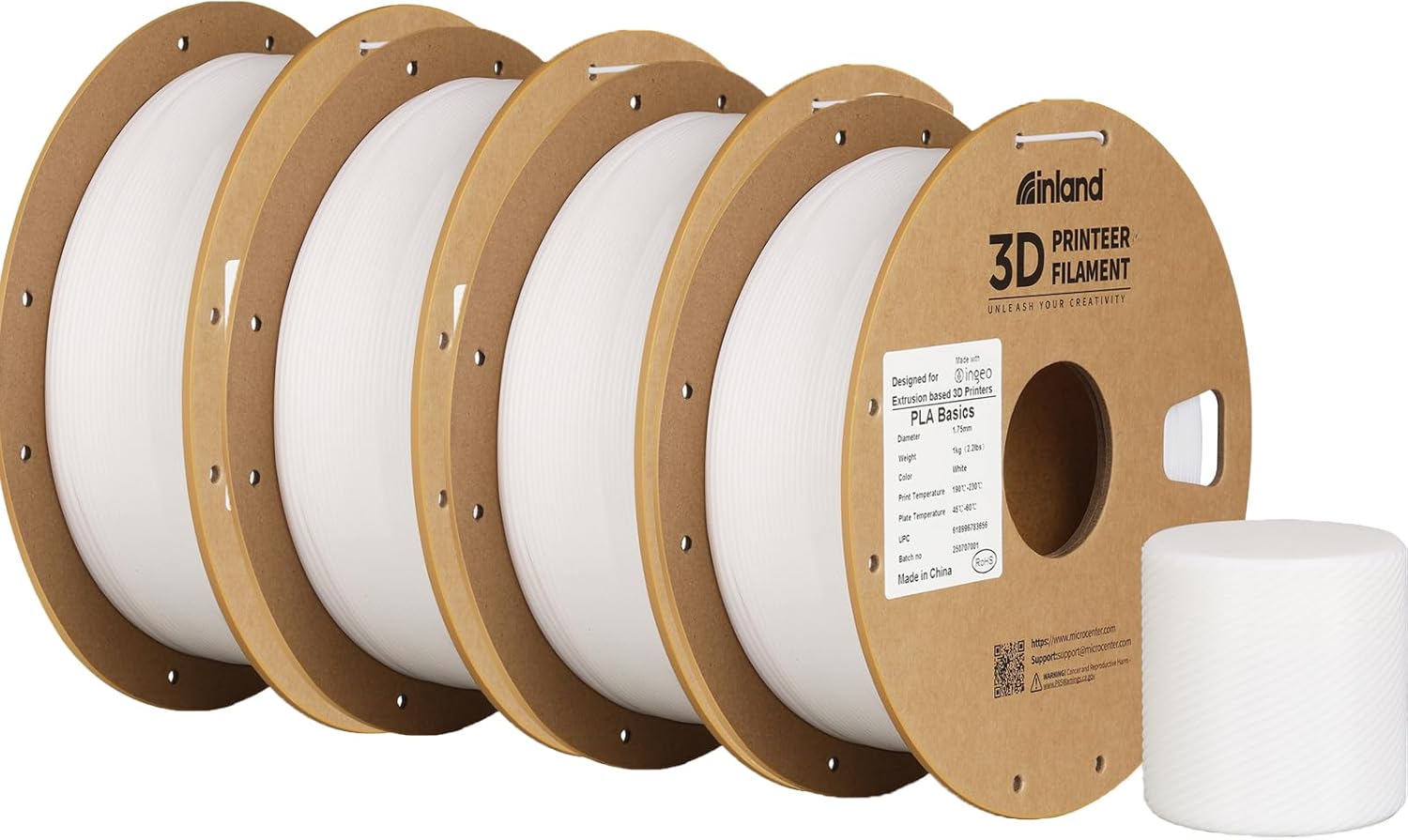 Inland PLA Basics 4 Pack Filament for Reliable 3D Printing
