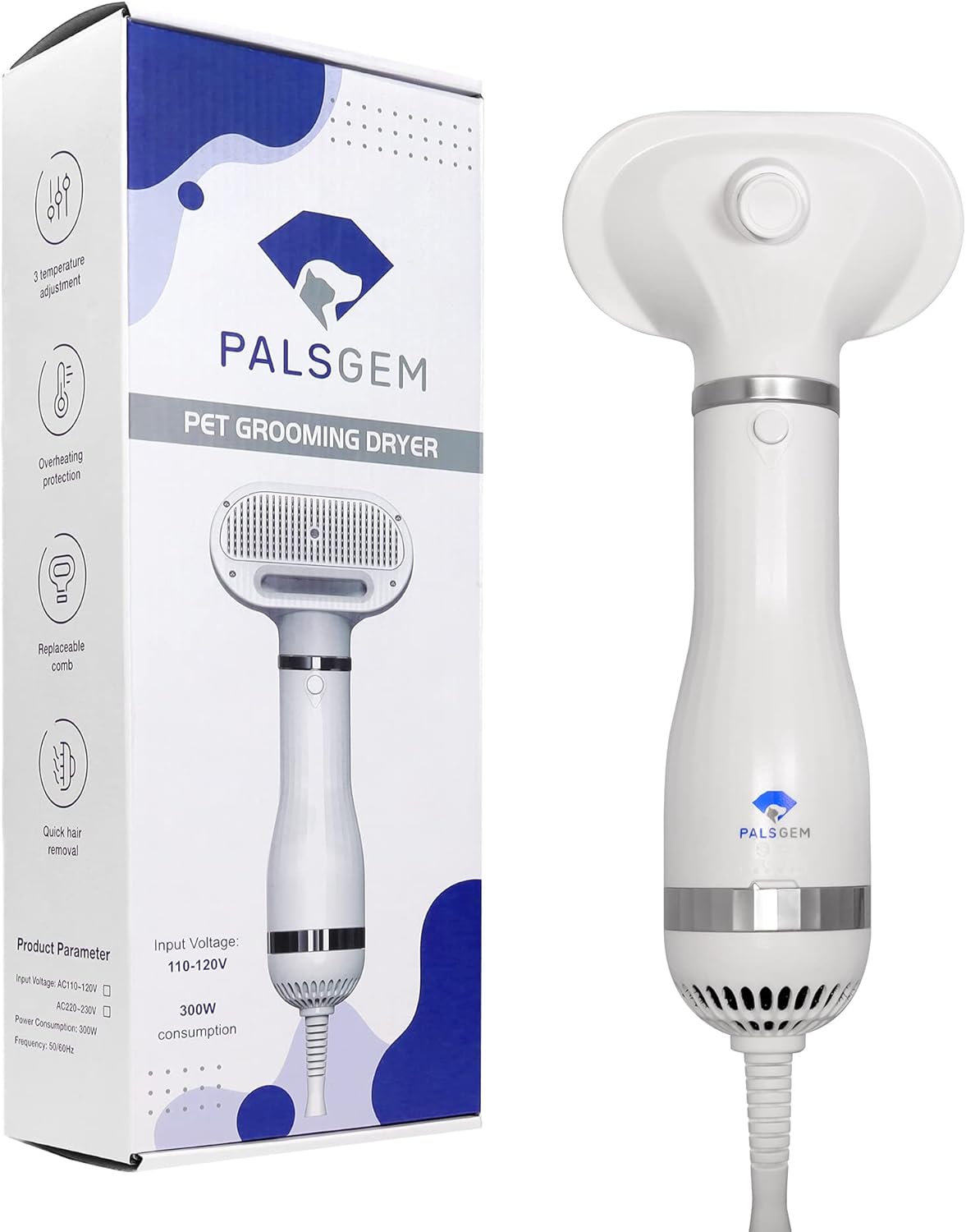 Palsgem 3-in-1 Dog Hair Dryer- Portable Quiet Blower