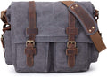 Vintage Military Leather Canvas Laptop Bag for Men - 15in Capacity