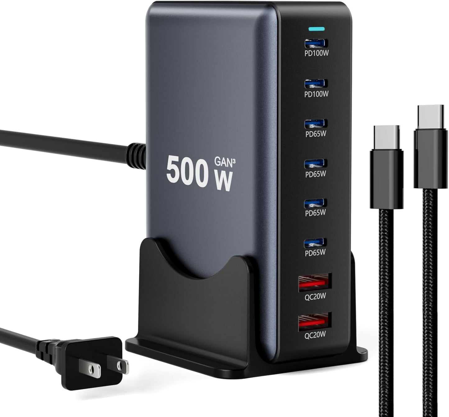 500W Fast Charging 8 Port USB C Charger Block for Multiple Devices