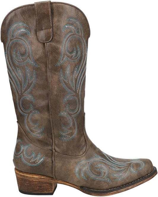ROPER Womens Riley Embroidered Snip Toe Casual Boots - Blue