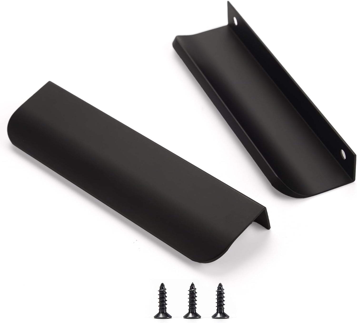Edge Black Finger Pulls for Cabinets - Modern Aluminum Design