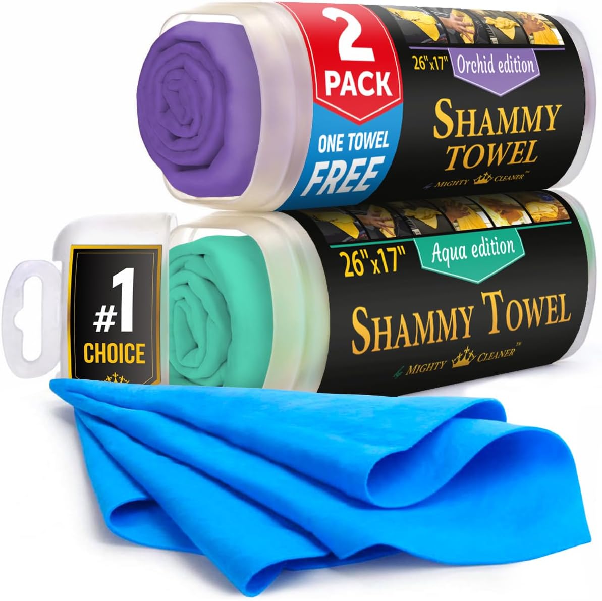 Mighty Cleaner: 2pk + 1 Free Chamois Towel - Super Absorbent & Scratch-Free