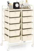 HAPPYGRILL 10-Drawer Rolling Storage Cart - Mobile Organizer