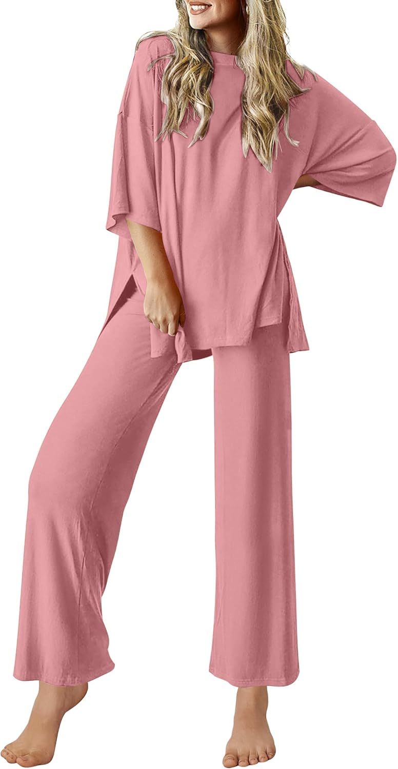 Ekouaer Lounge Sets for Women Soft Comfy Pajamas 2 Piece Set