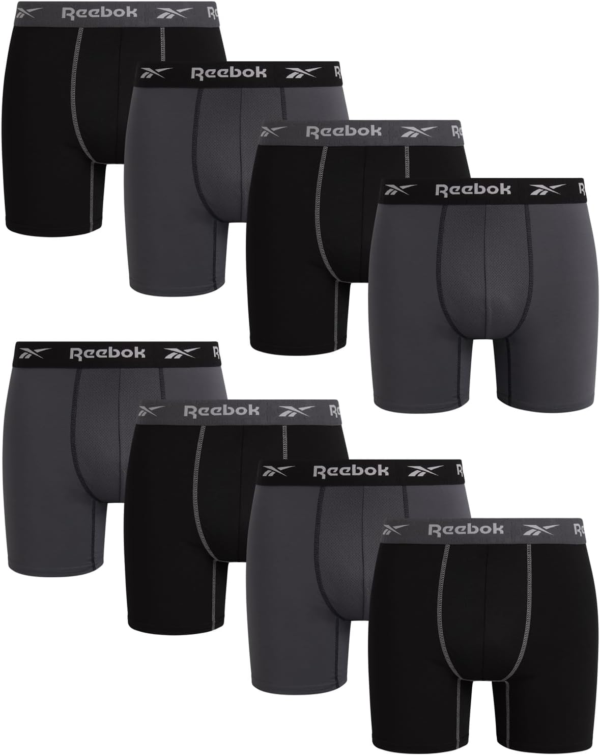 Rebook Mens Boxer Briefs - 8 Pack Stretch Performance Comfort