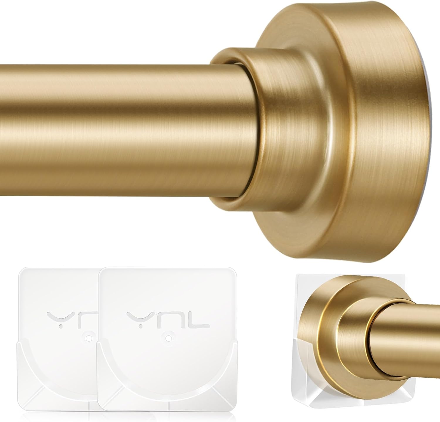 YNL Adjustable Gold Shower Curtain Rod 34-120 Inches No Drilling