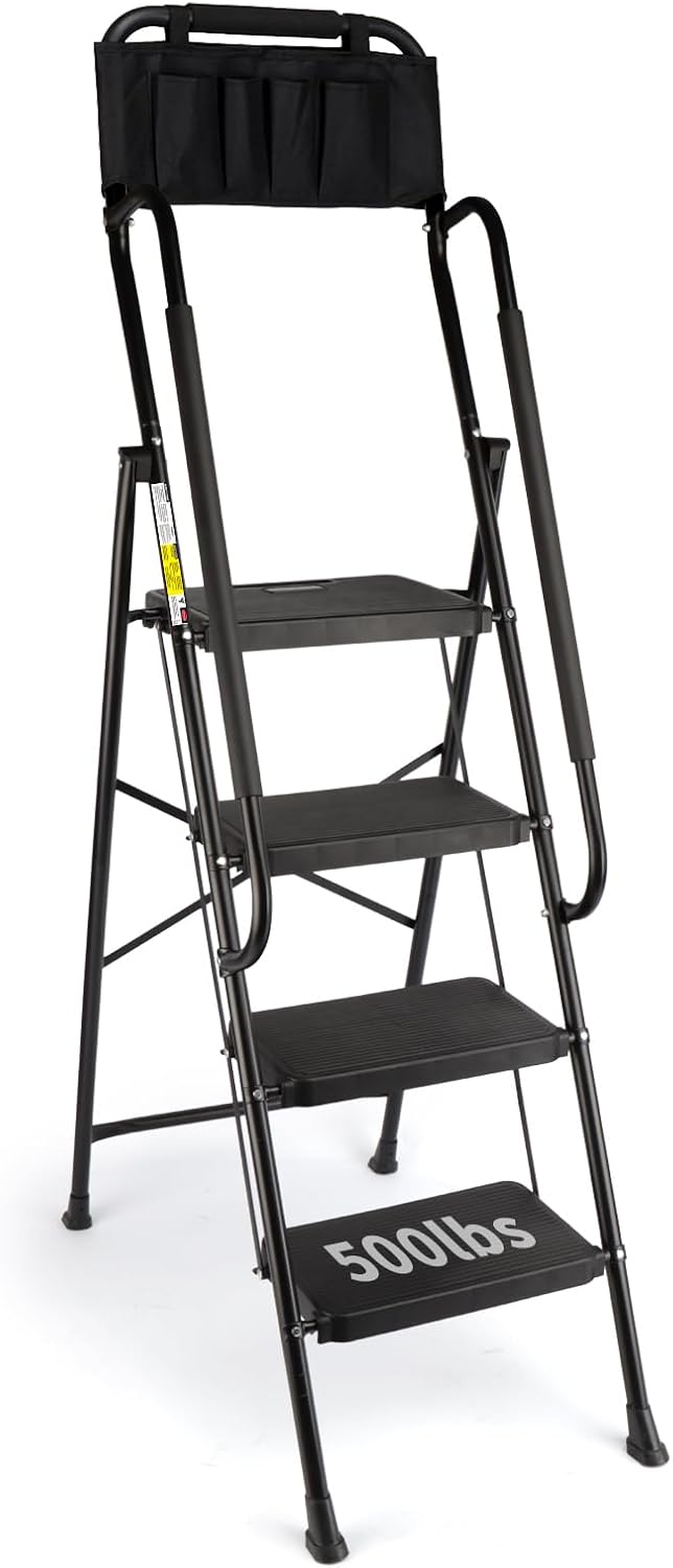 Valeo 4 Step Ladder with Handrails for Home and Office Use