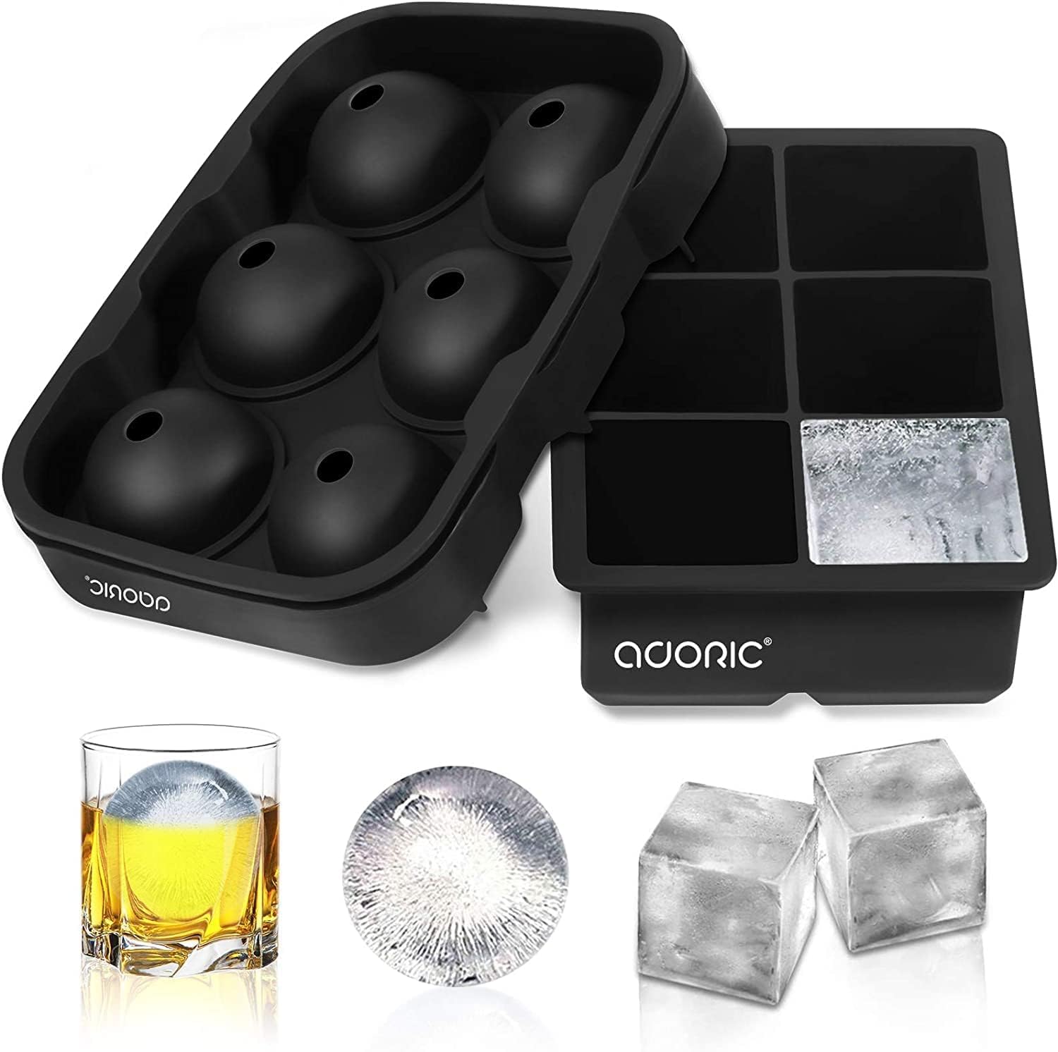 Adoric Silicone Ice Cube Tray - Whiskey & Homemade Ice 