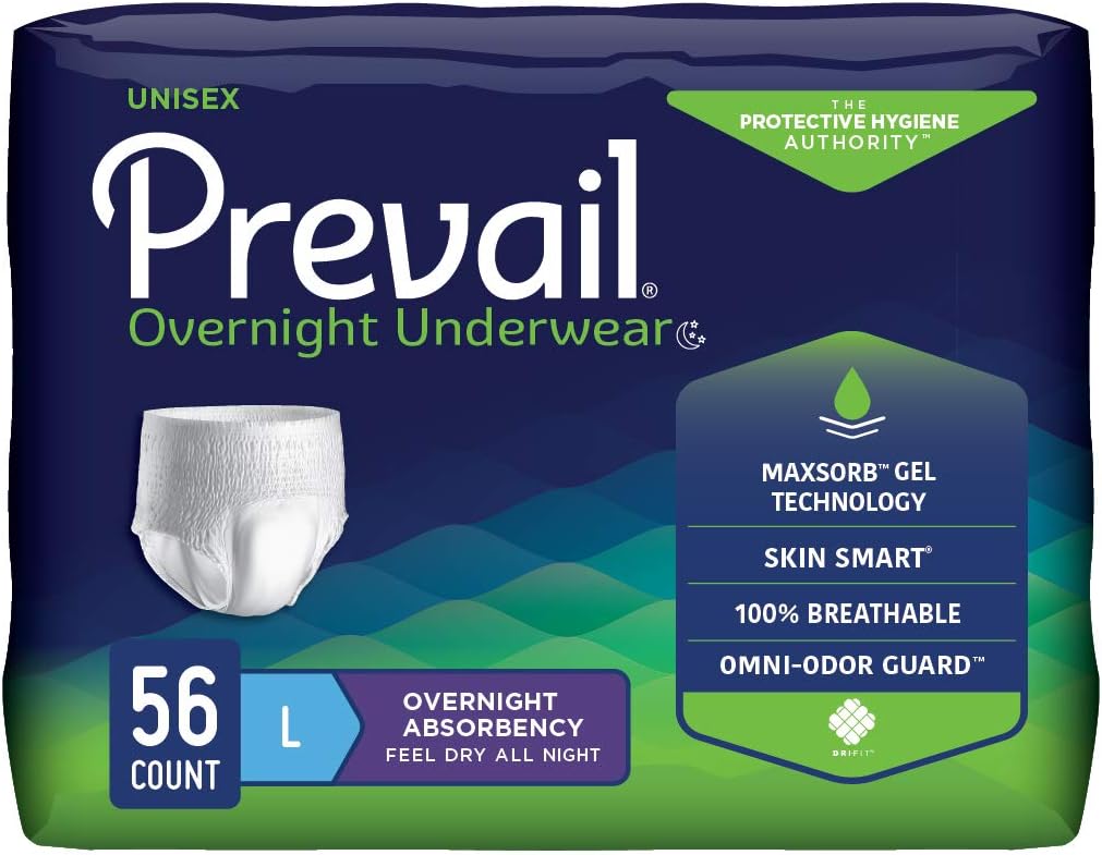 Prevail Overnight Protective Underwear - 56 Large Count