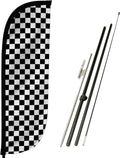 Feather Flag Pole Kit 7 ft Tall - Checkered White Banner for Events