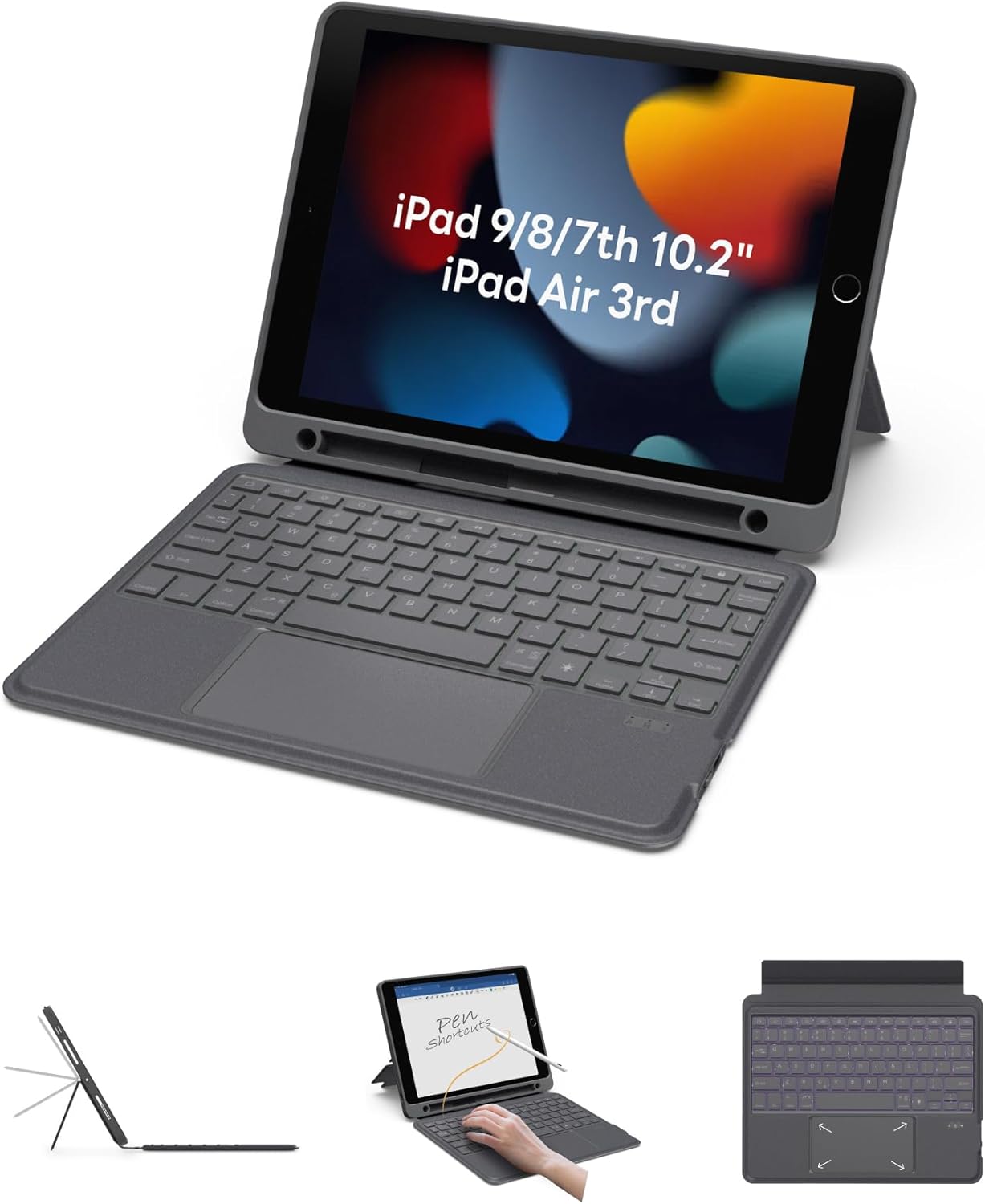 EIP Bluetooth Keyboard Case for iPad 10.2 inch with Trackpad