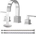KINGO HOME 3 Hole Widespread Brushed Nickel Bathroom Faucet - Modern