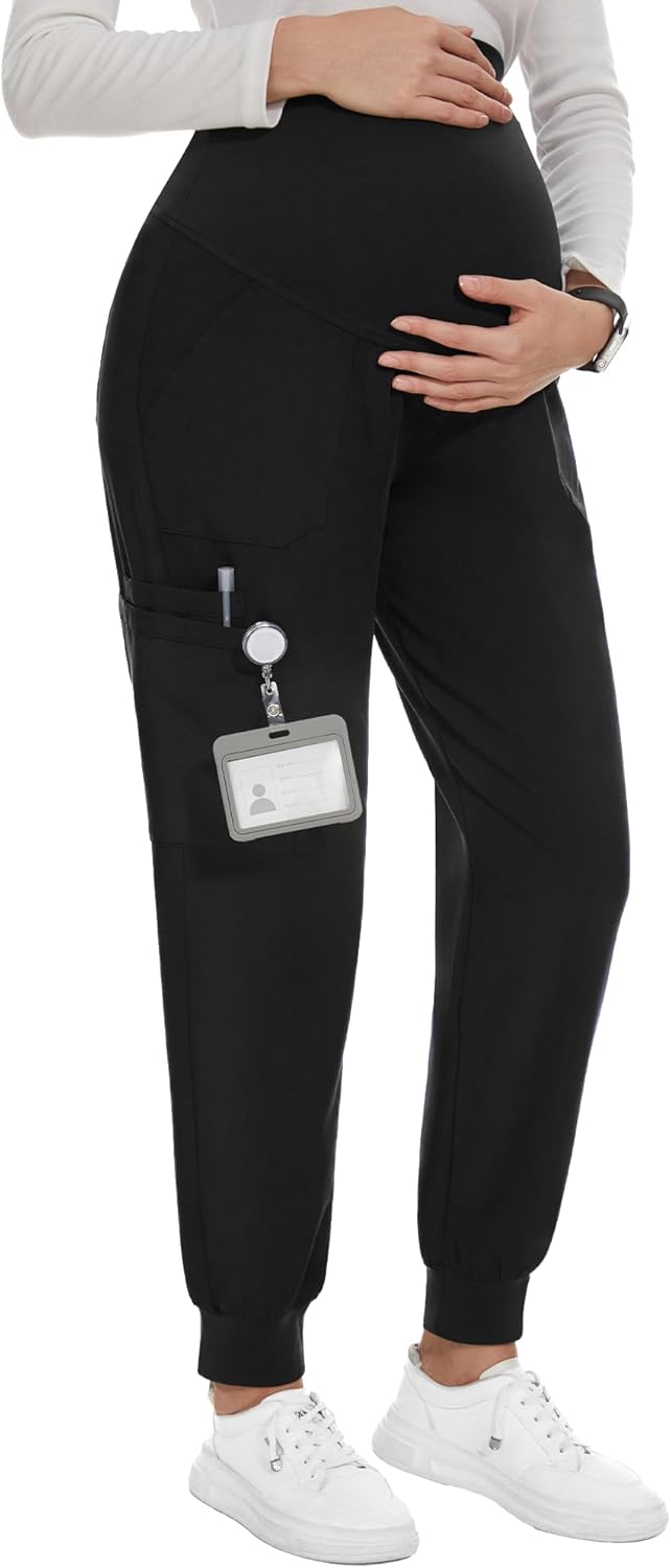 PACBREEZE Women's Maternity Scrubs with 6 Pockets for Comfort