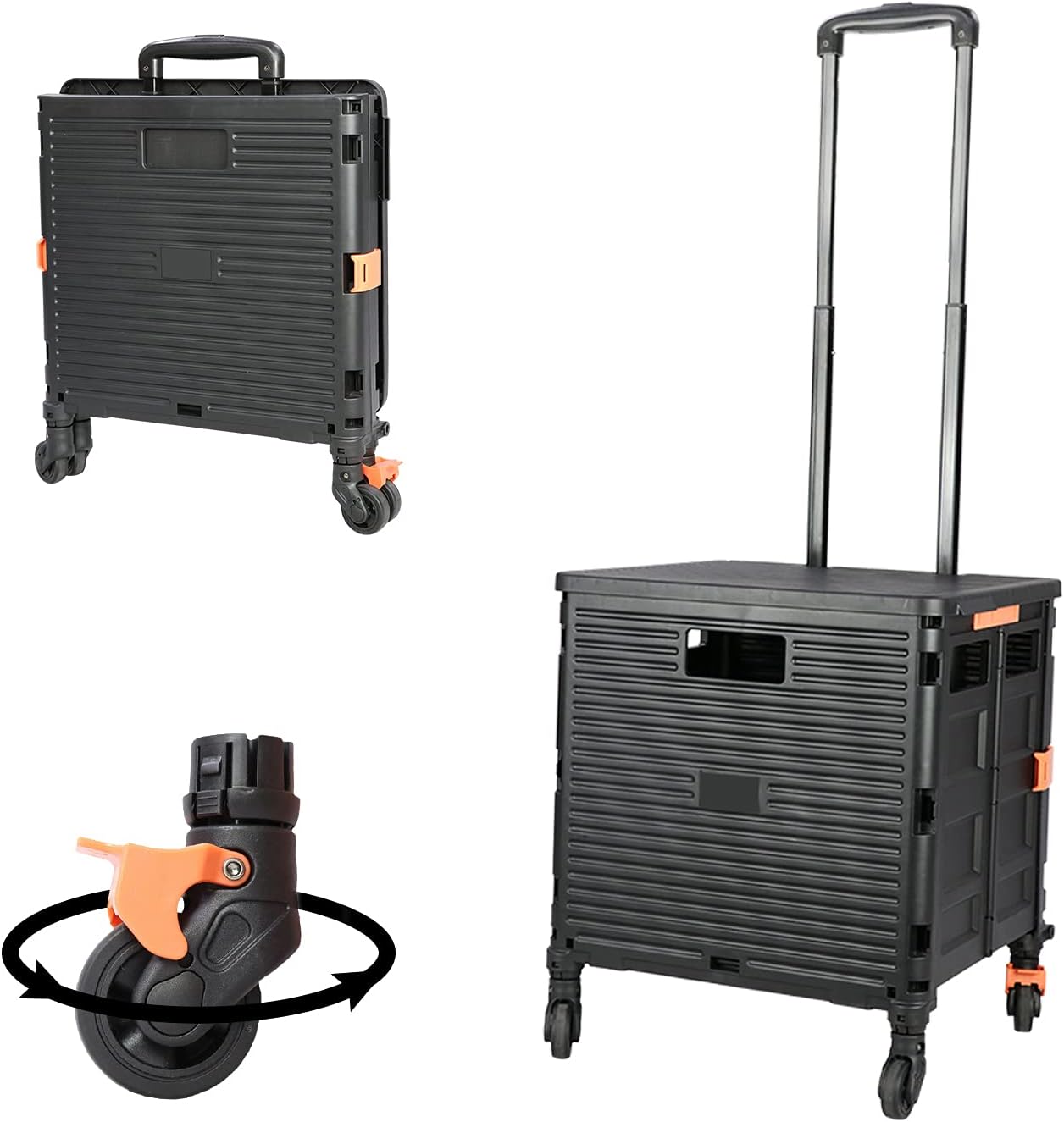 FELICON Foldable Utility Cart with Heavy Duty Telescoping Handle