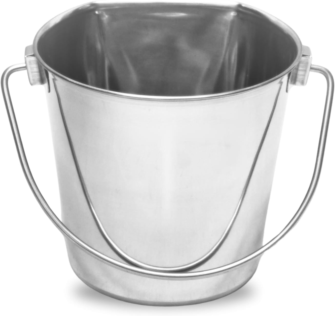 9 Quart Stainless Steel Flat Side Bucket for Pets and Livestock