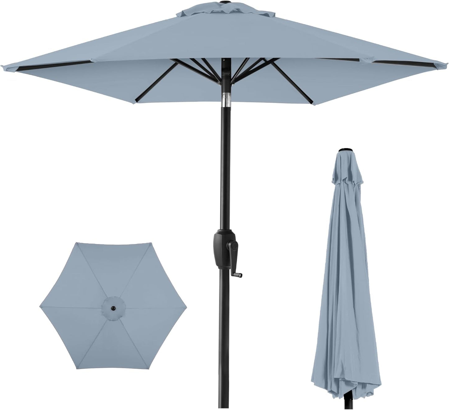 7.5ft Heavy-Duty Round Outdoor Market Table Umbrella - Breeze Blue