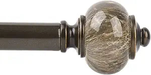 KAMANINA 1 Inch Curtain Rod with Marbled Finials for Windows