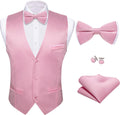 Mens Suit Vest Bow Tie Set 4PCS - Slim V-neck Waistcoat for Men