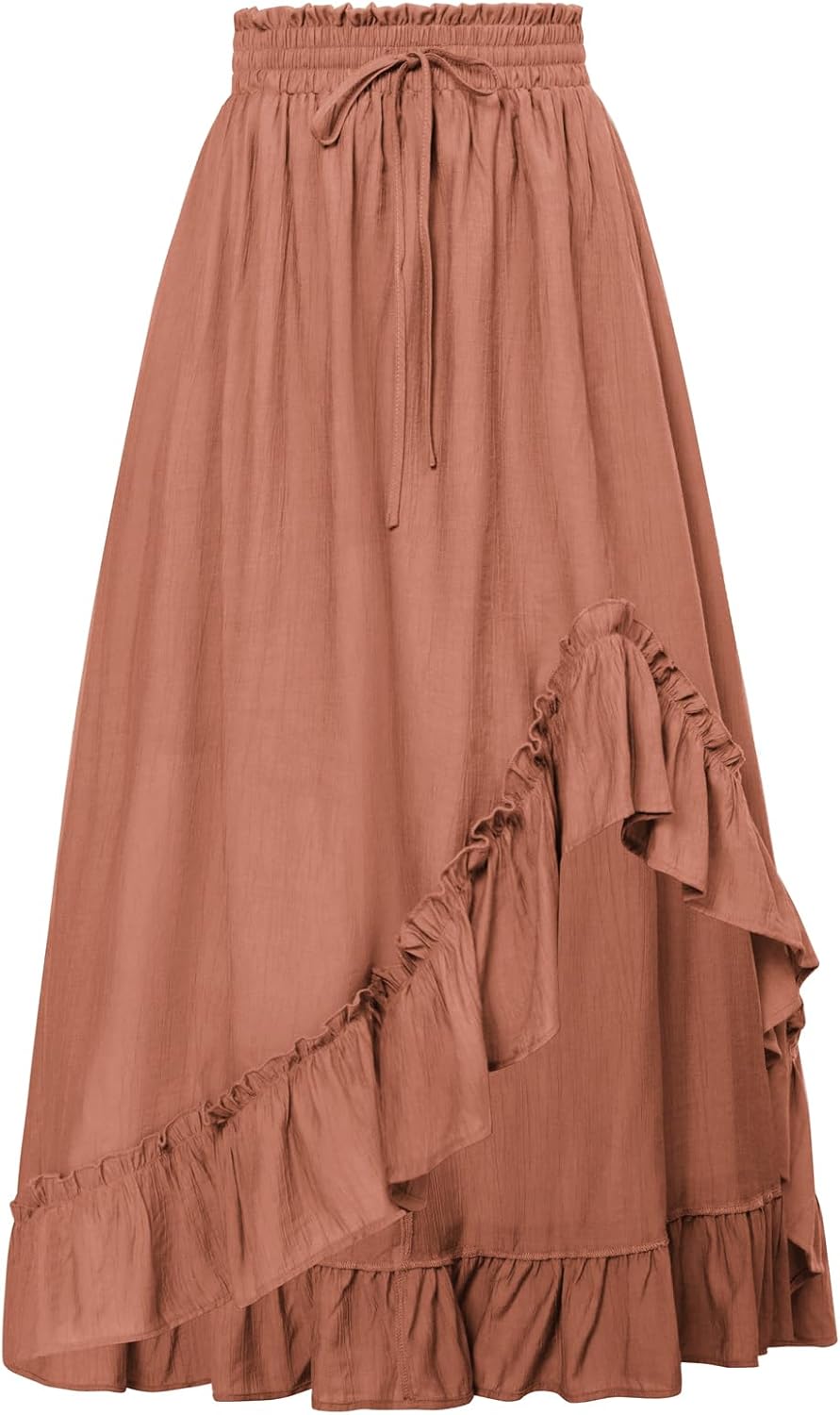 Scarlet Darkness Renaissance Midi Skirt with Asymmetrical Ruffle