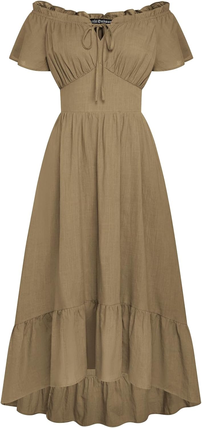 Scarlet Darkness Renaissance Dress for Women Off Shoulder Flowy