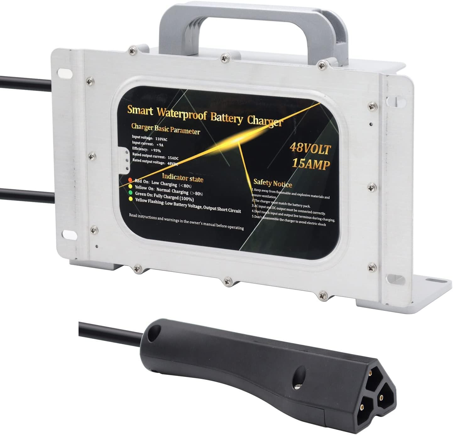 Waterproof 48V 15A Golf Cart Charger - Fast Charging