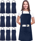 Bib Apron 10 Pack Adjustable with 2 Pockets - Durable, Water-Resistant