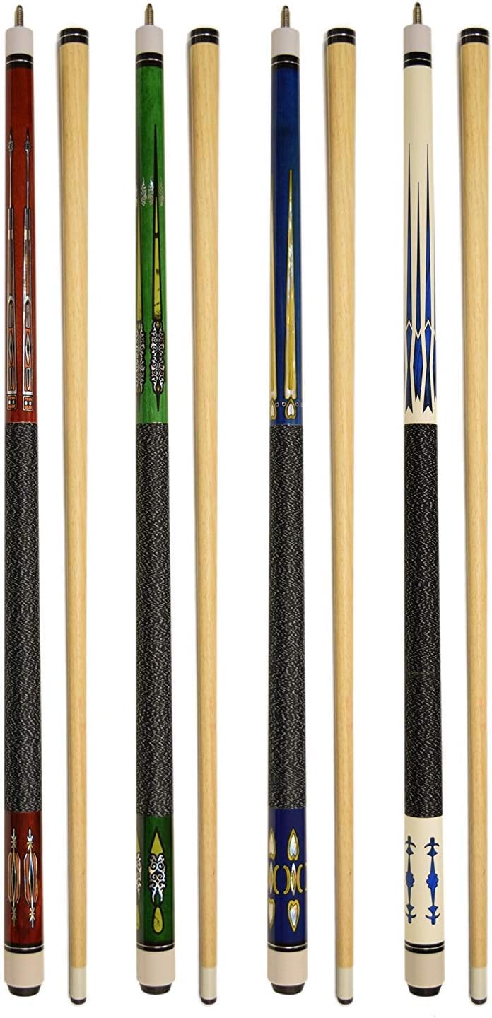 Set of 4 Pool Cues 58in Billiard House Bar Cue Sticks