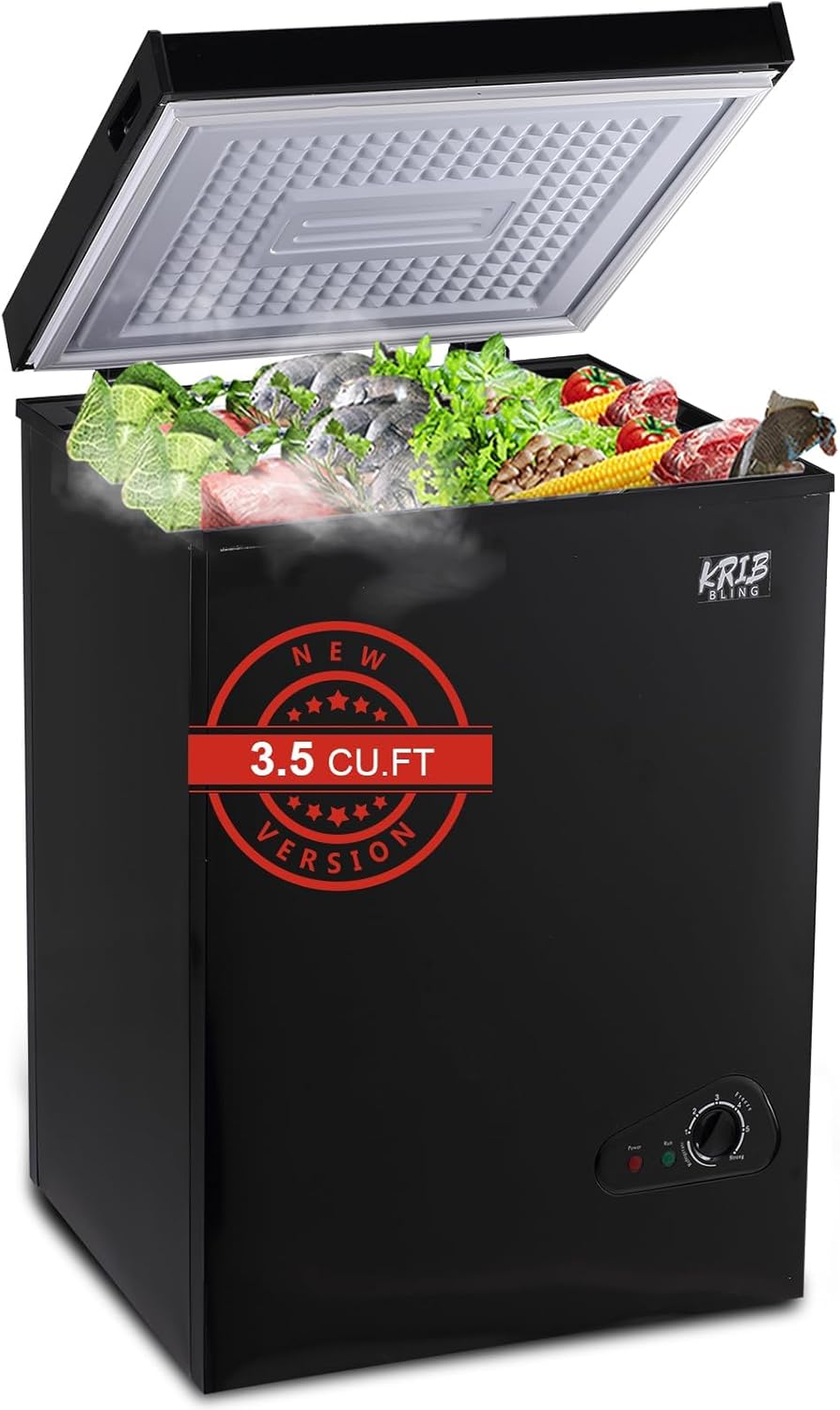 KRIB BLING Chest Freezer 3.5 Cu.Ft Compact Deep Freezer