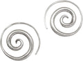 Sterling Silver Simple Spiral Earrings - Handmade Rustic Coil