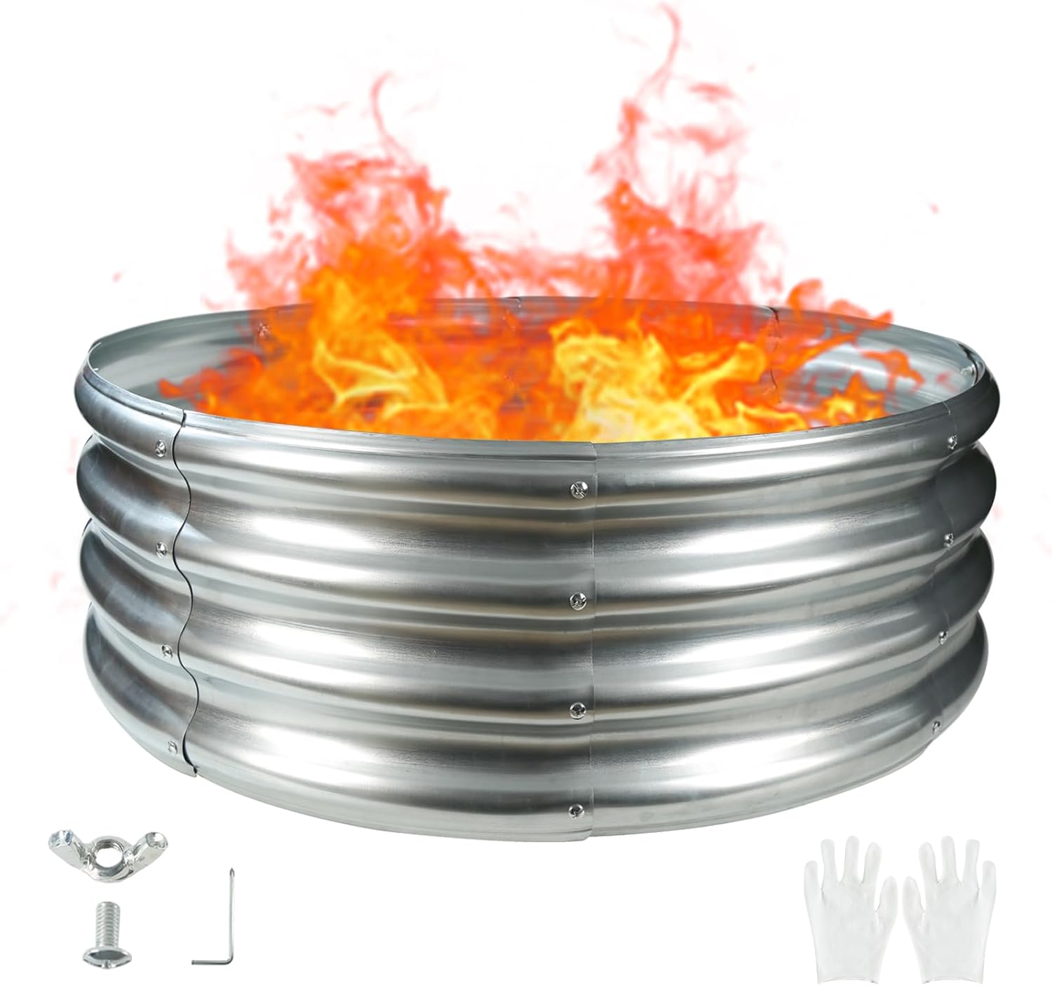 32 Inches Diameter Heavy Duty Galvanized Steel Fire Pit for Outdoors