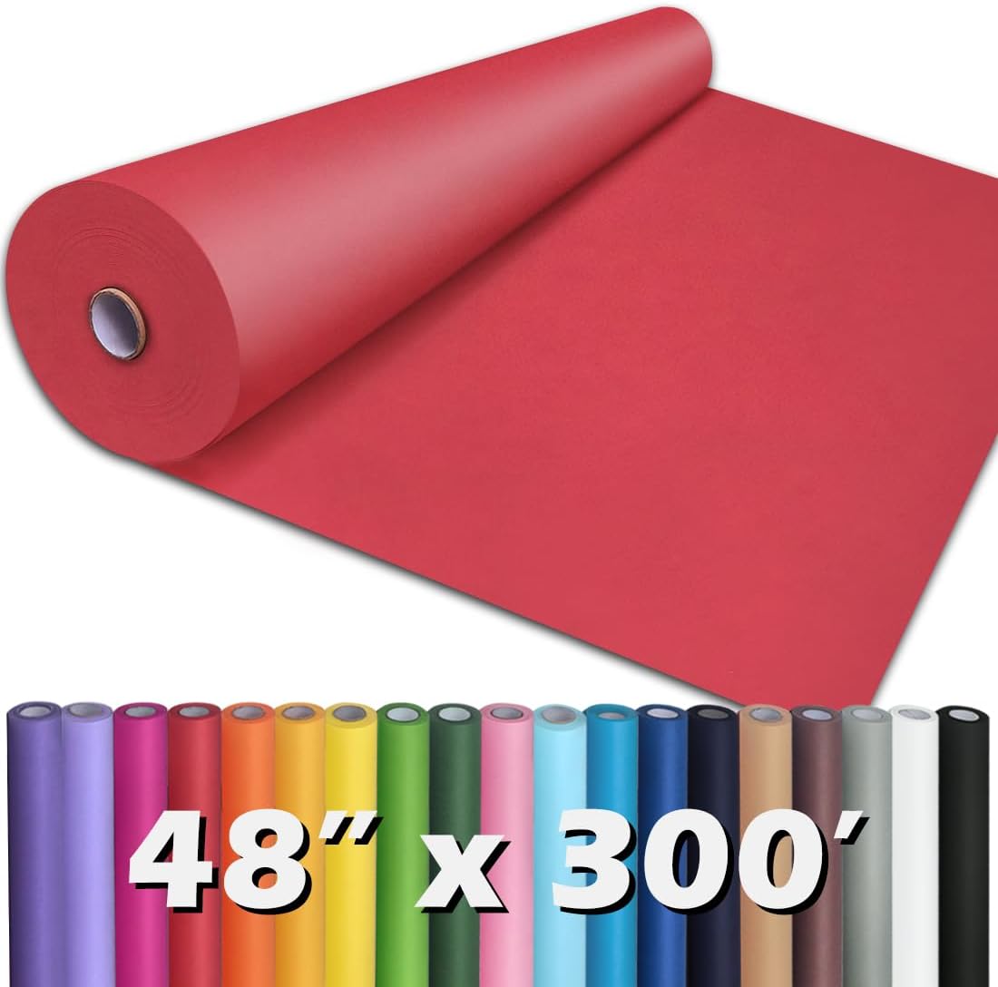 PerkHomy Red Kraft Paper Roll 48in x 300ft for Gift Wrapping
