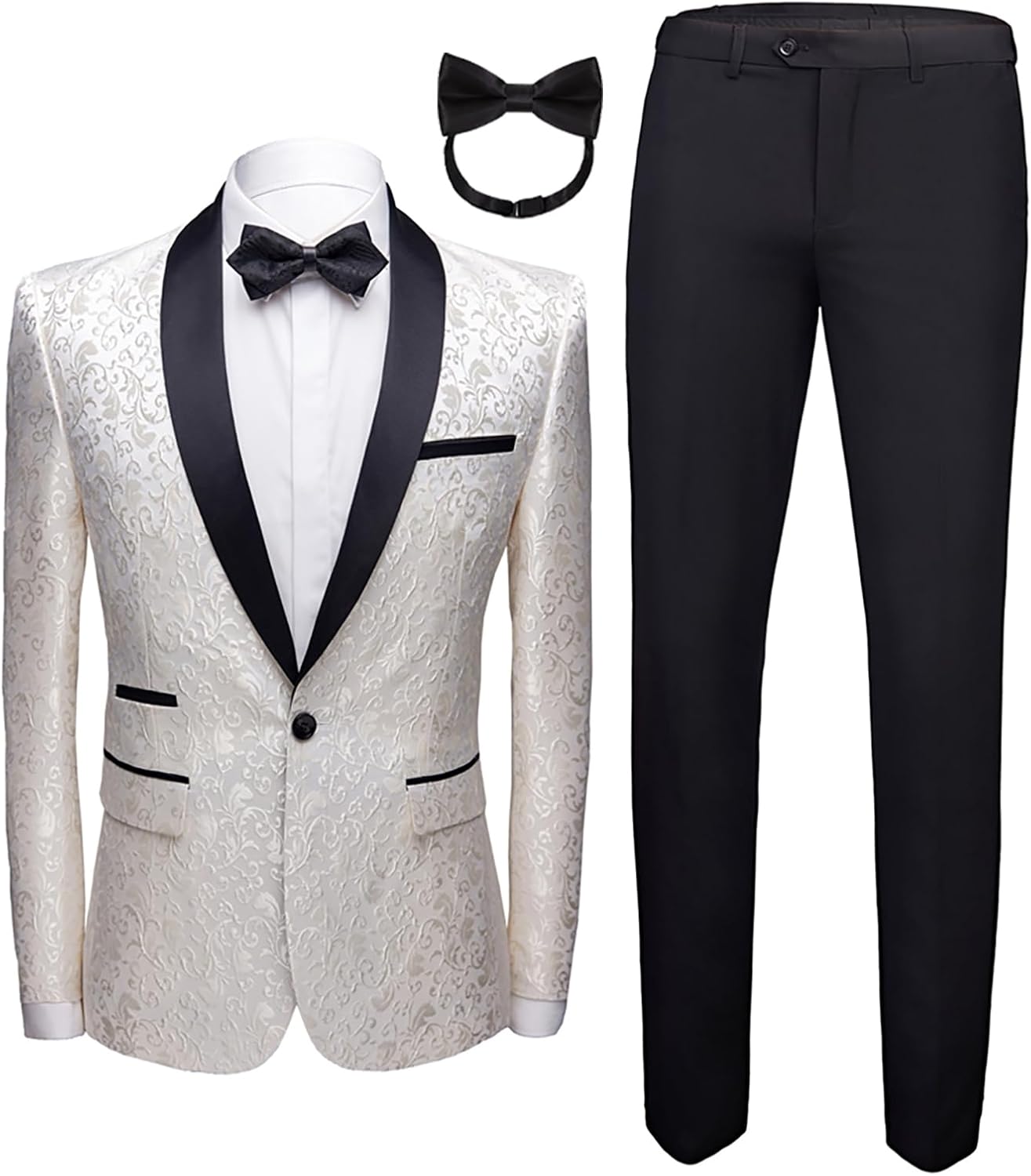 Mens 2 Piece Floral Tuxedo Jacket for Wedding and Prom Events