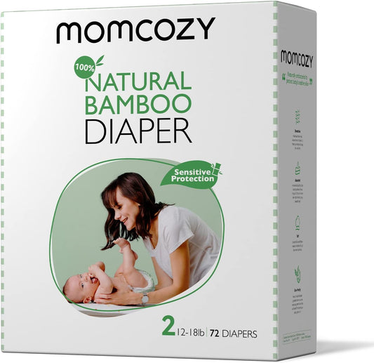 Momcozy Bamboo Size 2 Disposable Diapers - Hypoallergenic & Newborn-Friendly