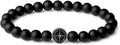 FANCIME Obsidian Bead Bracelet: Sterling Silver Charm, Perfect Gift for Him