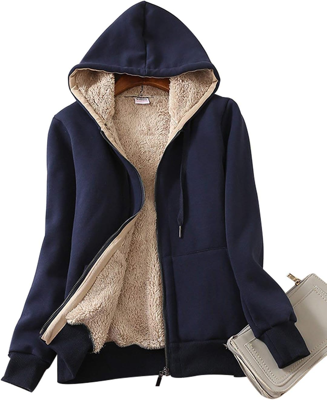 Yeokou Women's Casual Full Zip Up Sherpa Lined Hoodie Jacket