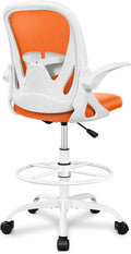 Sunset Orange Drafting Chair Tall Ergonomic Office Stool - Adjustable