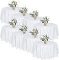8 Pack 90 In Round White Tablecloths - Reusable Polyester Covers