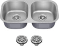 Undermount 32-in 50/50 Double Bowl Stainless Steel Sink - Quiet