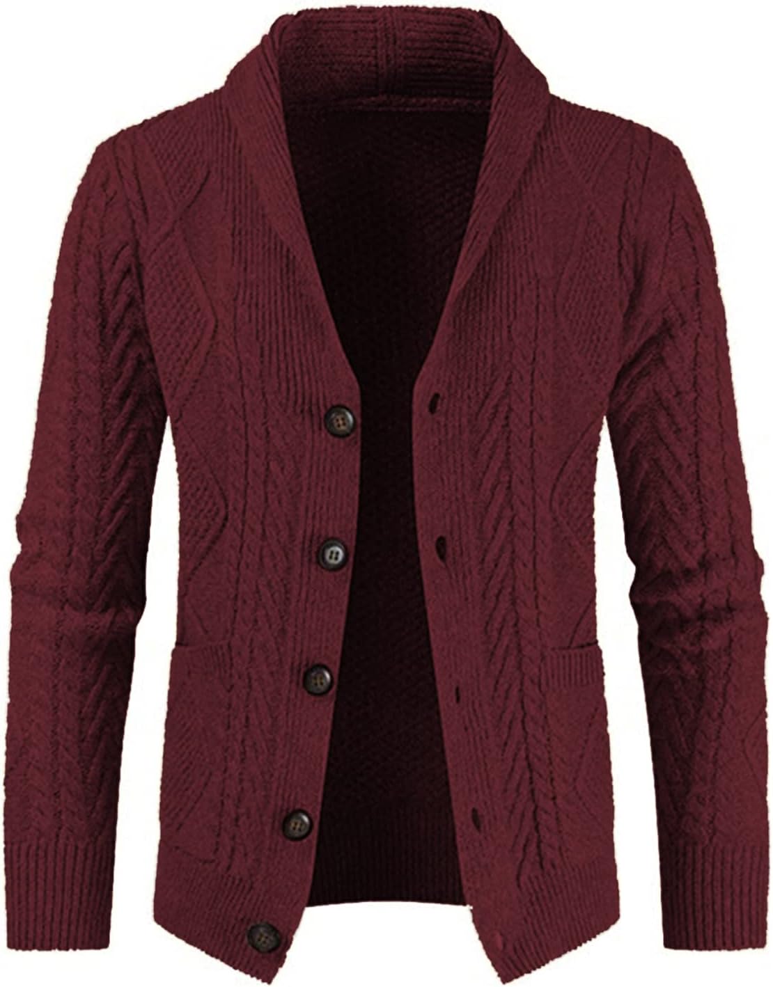 JMIERR Men's Casual Wool Blend Long Sleeve Shawl Collar Cardigan