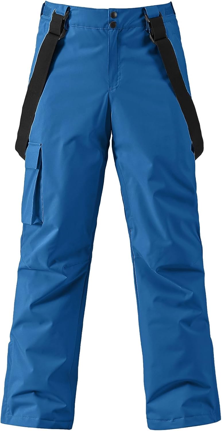 YEFFINE Men's Ski Snow Pants Insulated Waterproof Cargo Bibs