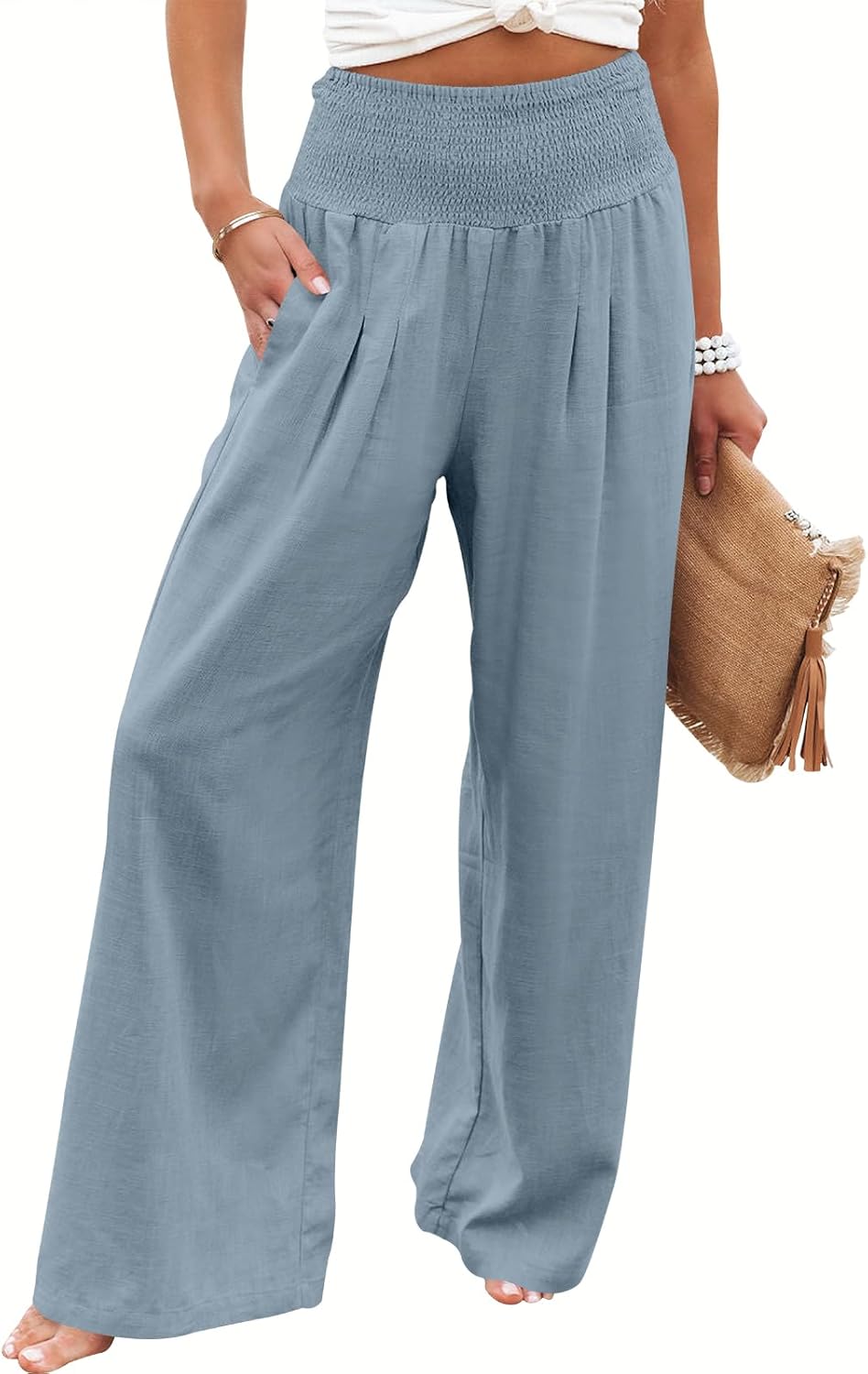 Women Linen Palazzo Pants for Summer Boho Style and Comfort