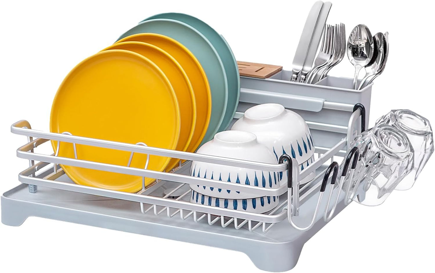 Dish Drying Rack with Removable Cutlery Holder & Cup Holder